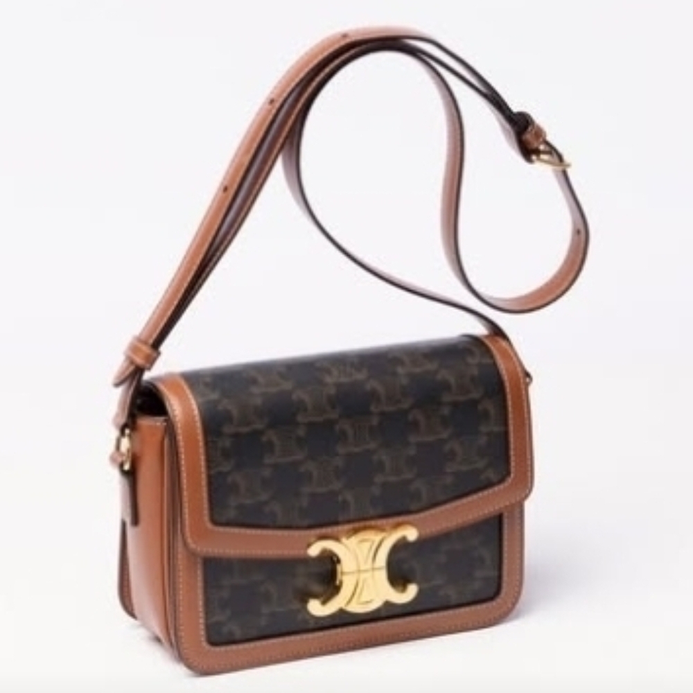 BRAND NEW! Celine TEEN TRIOMPHE BAG IN TRIOMPHE CANVAS AND CALFSKIN - Picture 7 of 16